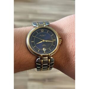 jules jurgensen mens watch Date Blue Dial New Battery